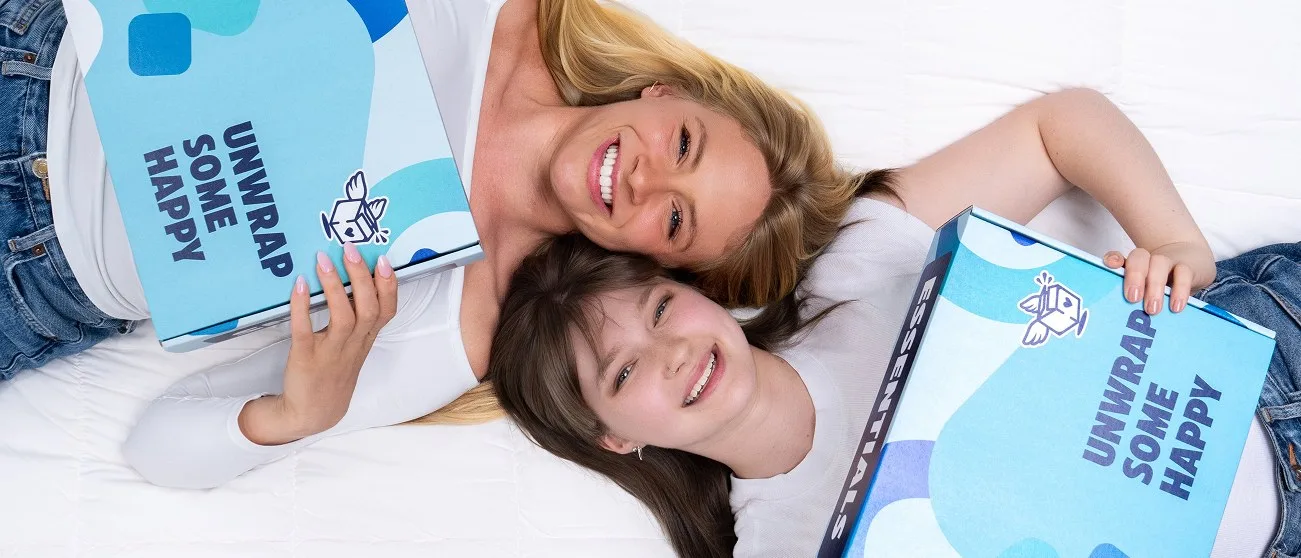 Two students and their boxes