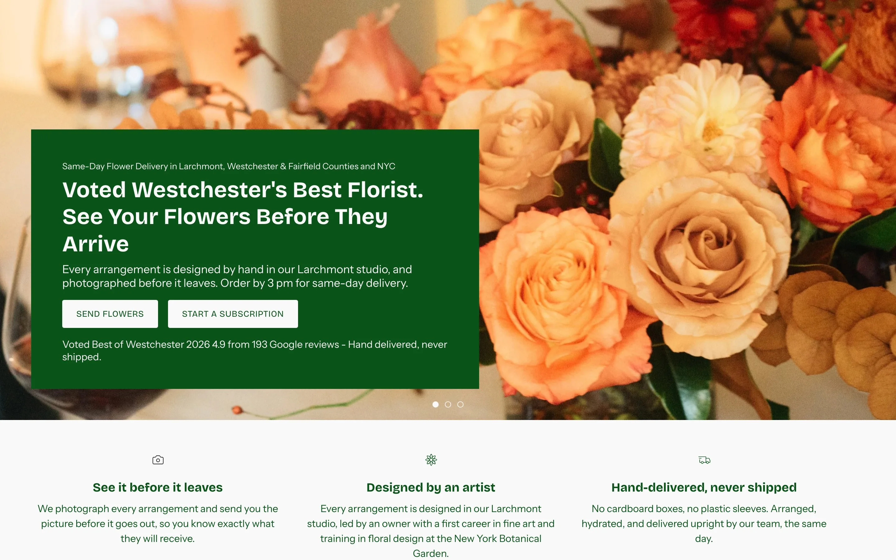 The Flower Bar website: Home