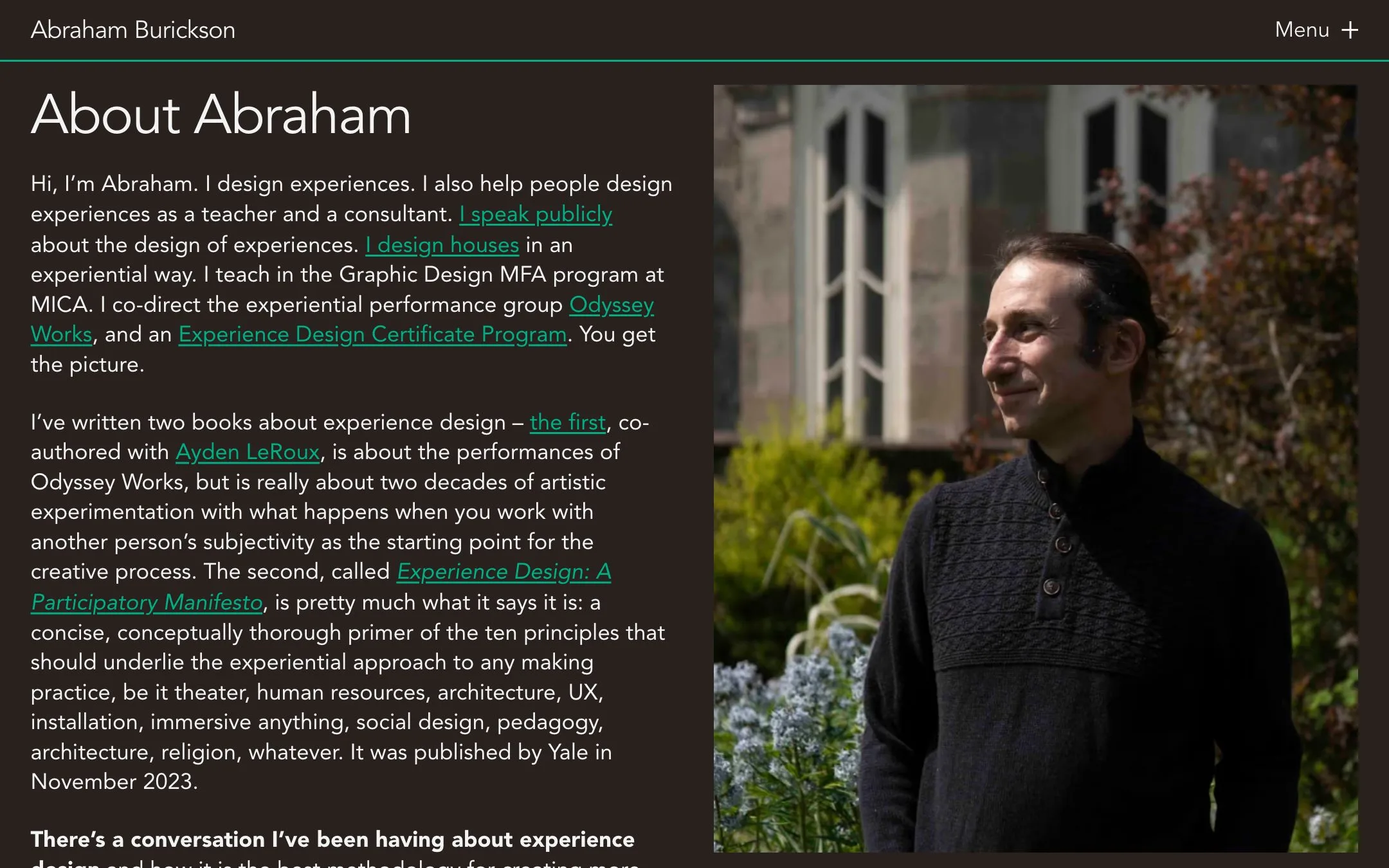 Abraham Burickson website: About
