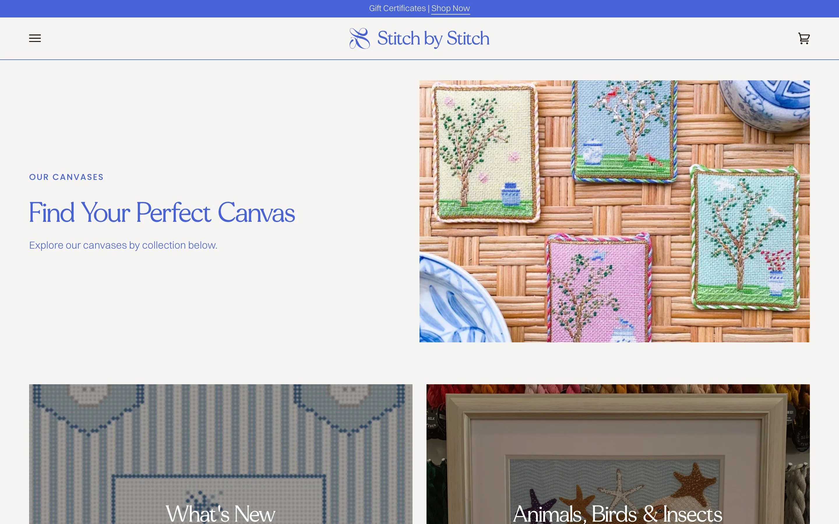Stitch by Stitch website: Canvases