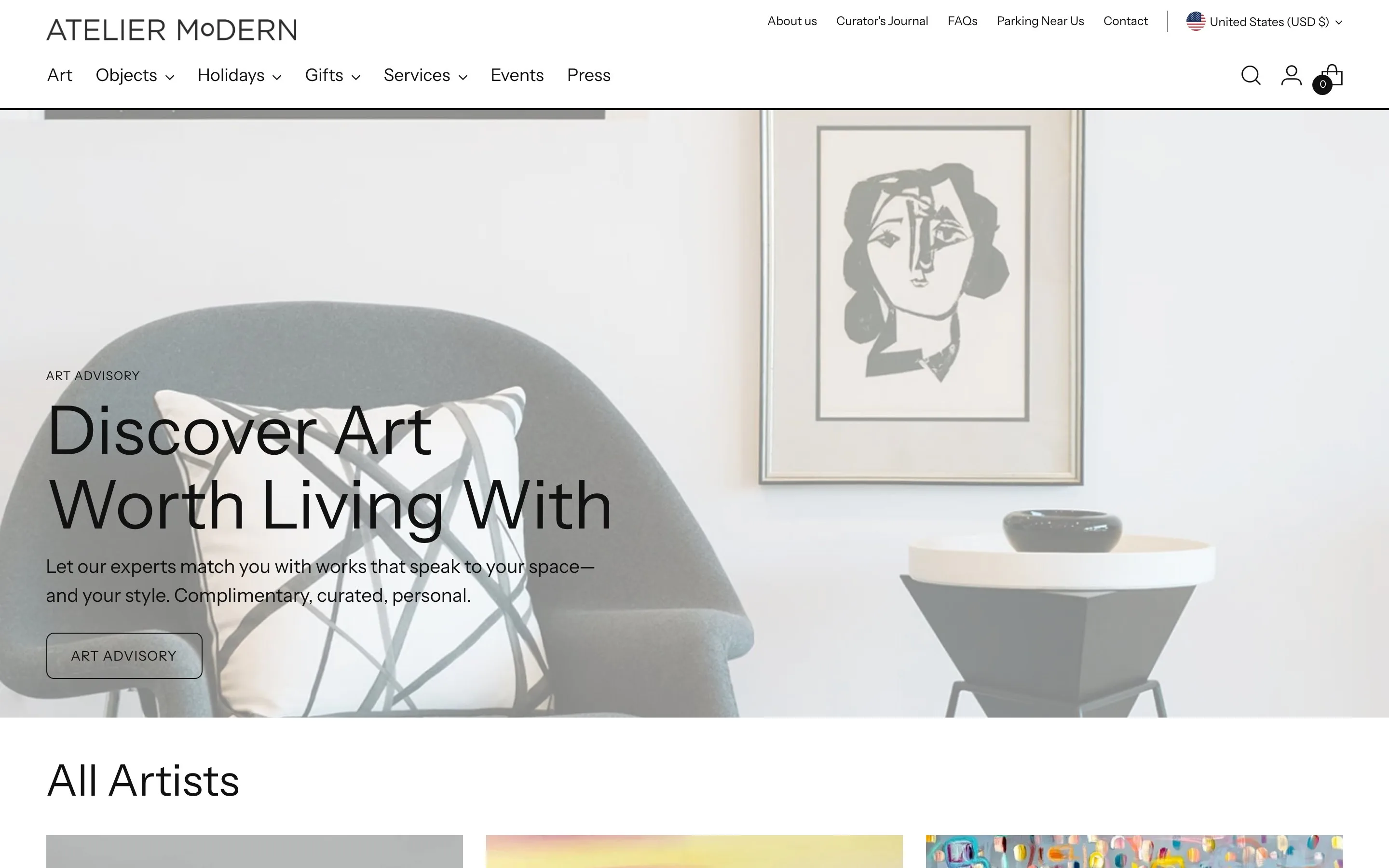 Atelier Modern website: Art