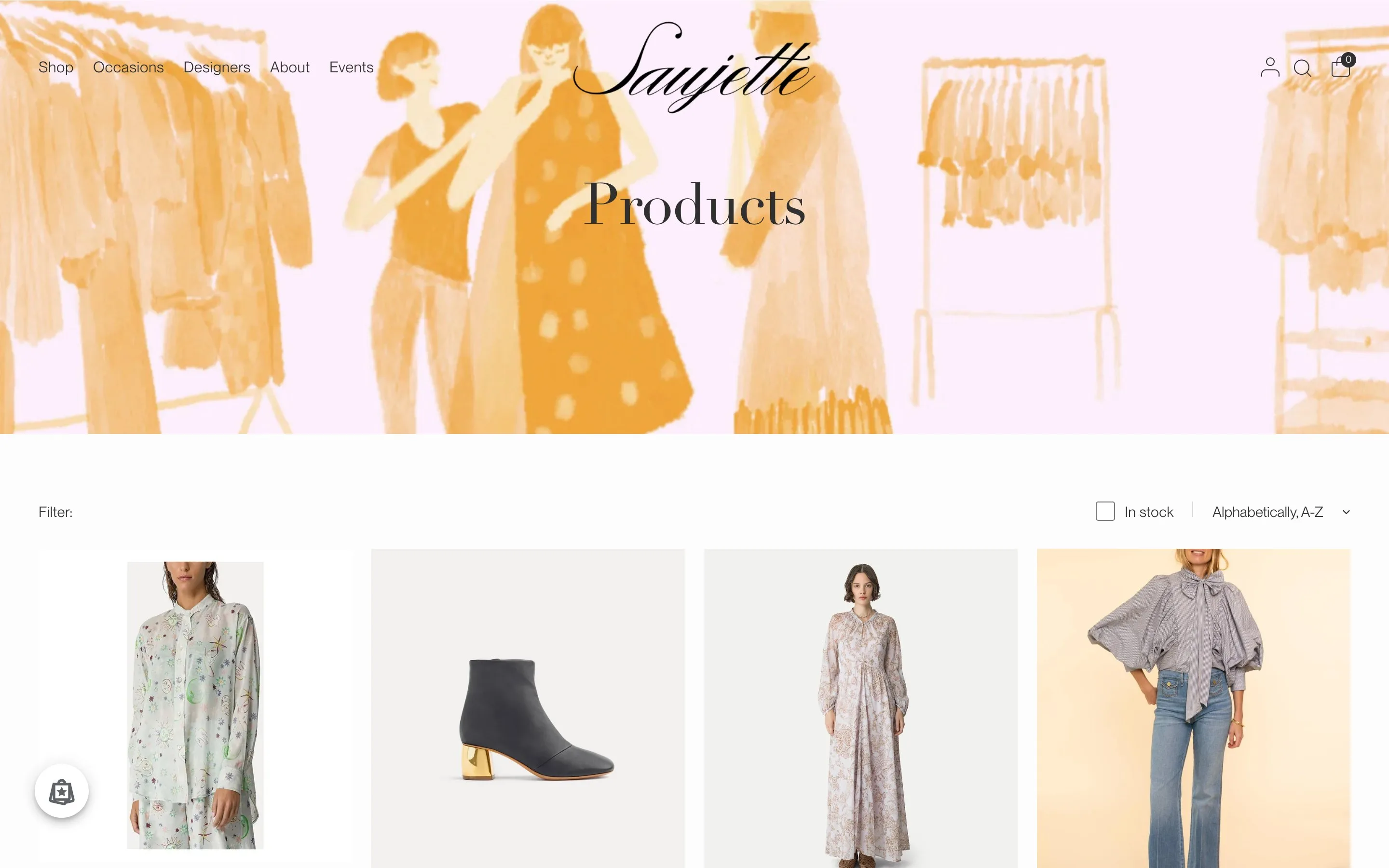 Saujette website: The boutique