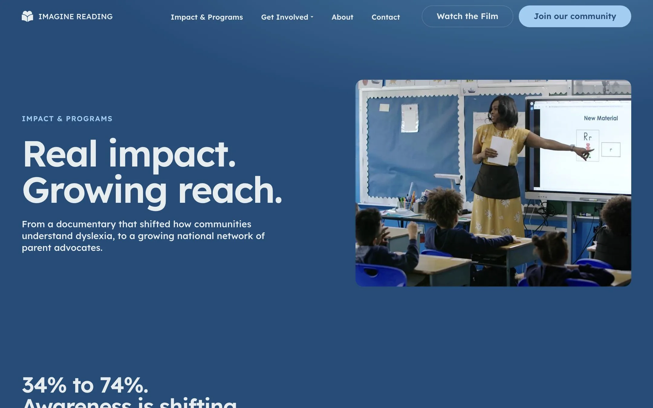Imagine Reading website: Impact and programs