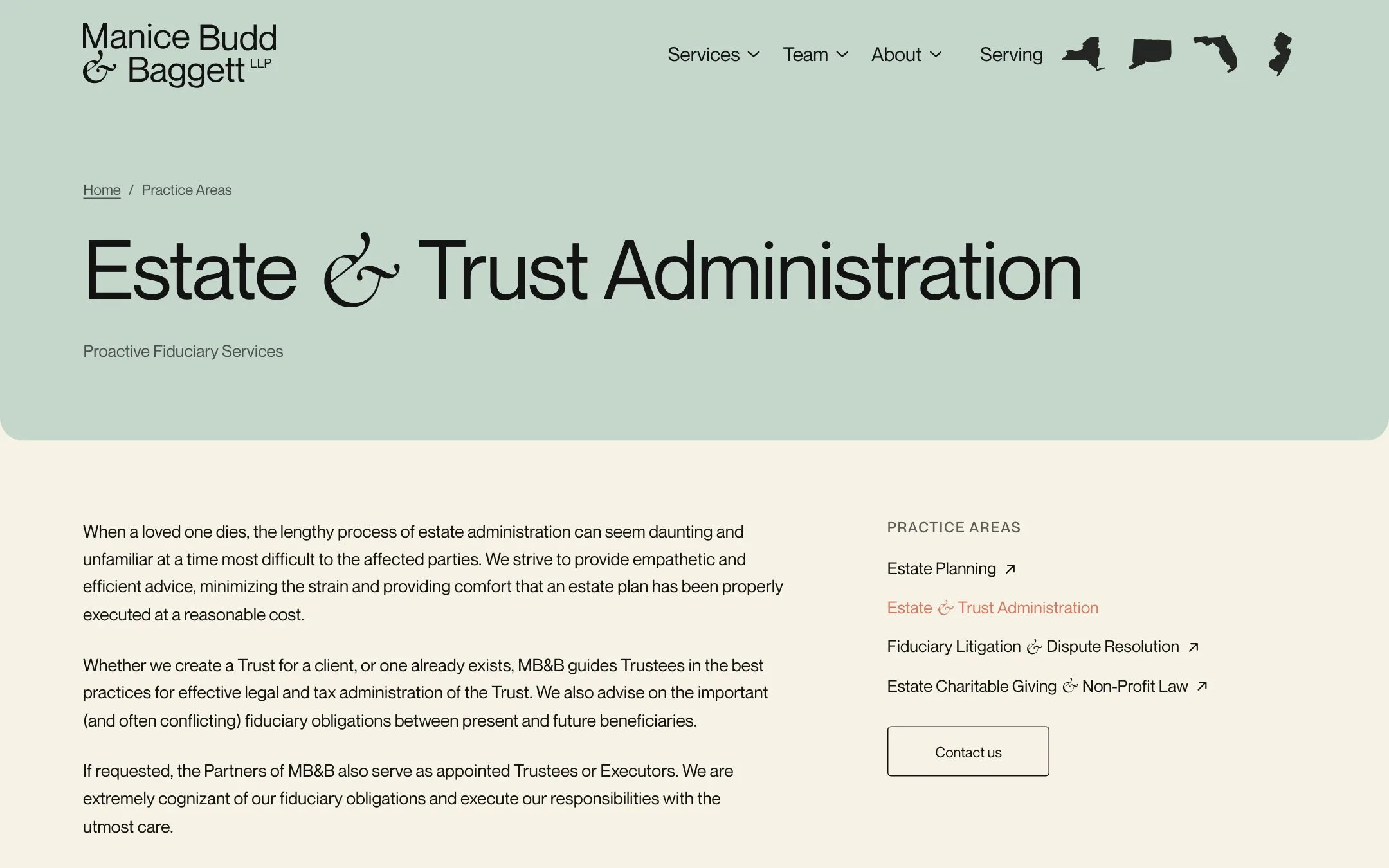 Manice Budd & Baggett website: Estate and trust administration