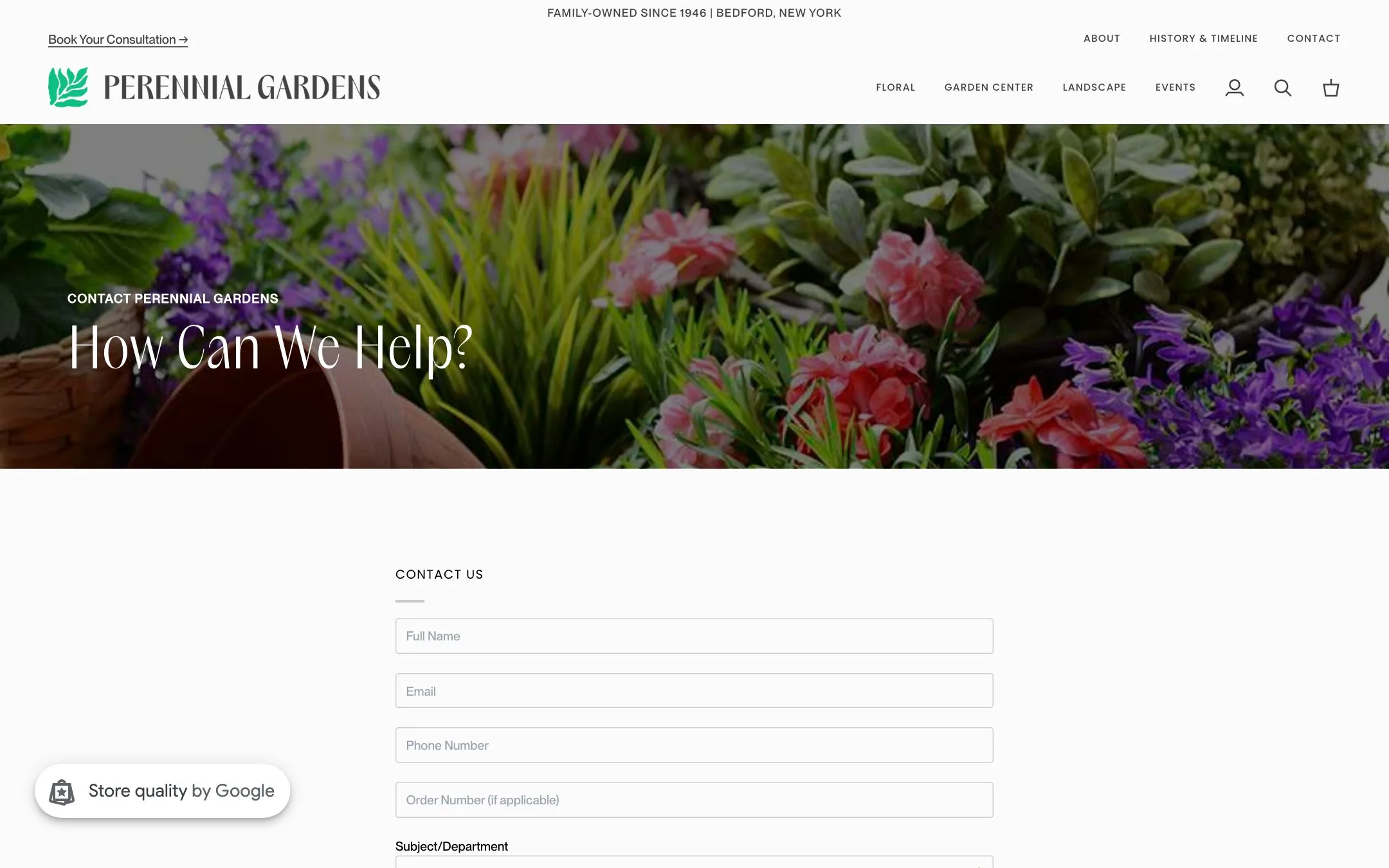 Perennial Gardens website: Contact