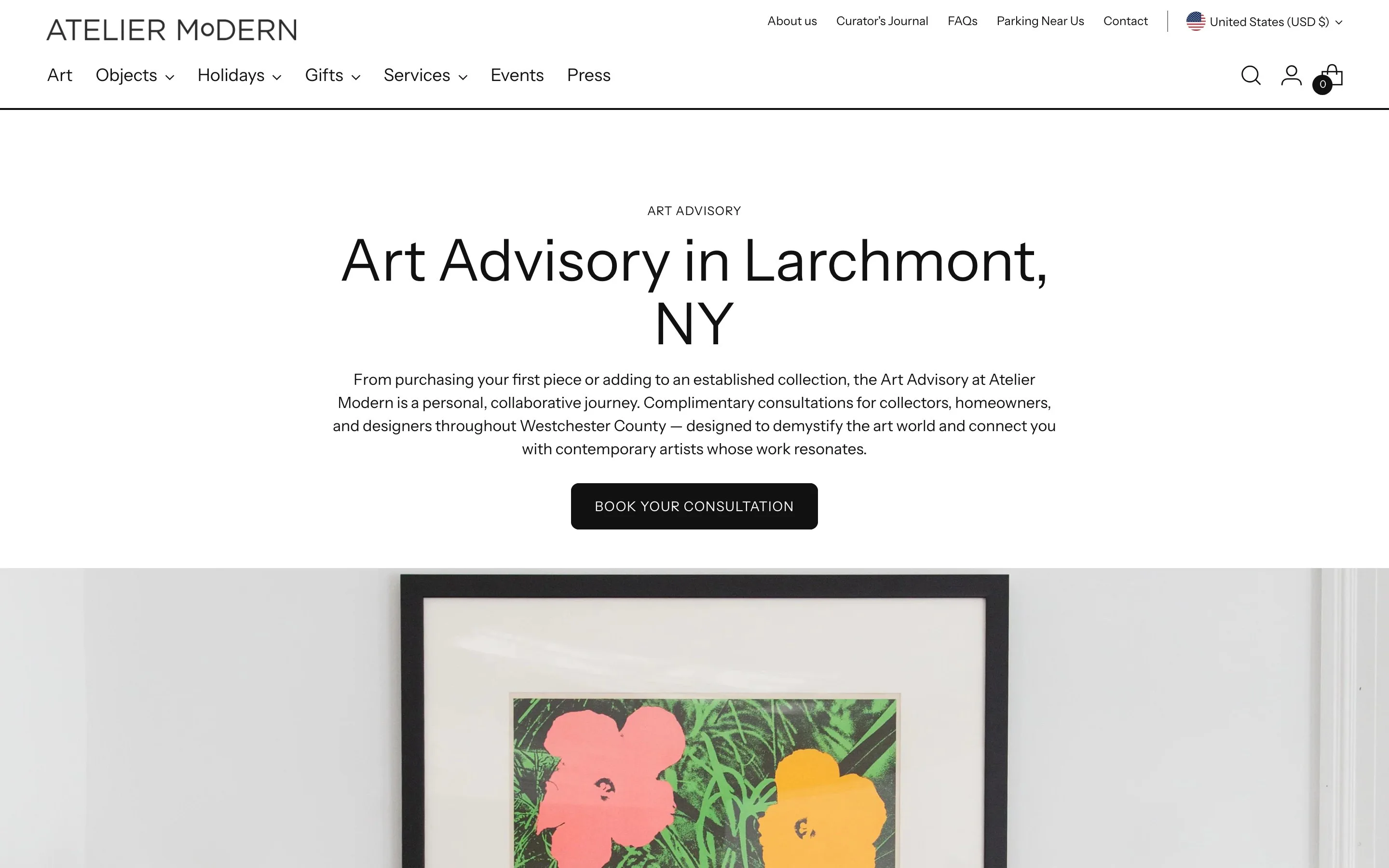 Atelier Modern website: Art advisory